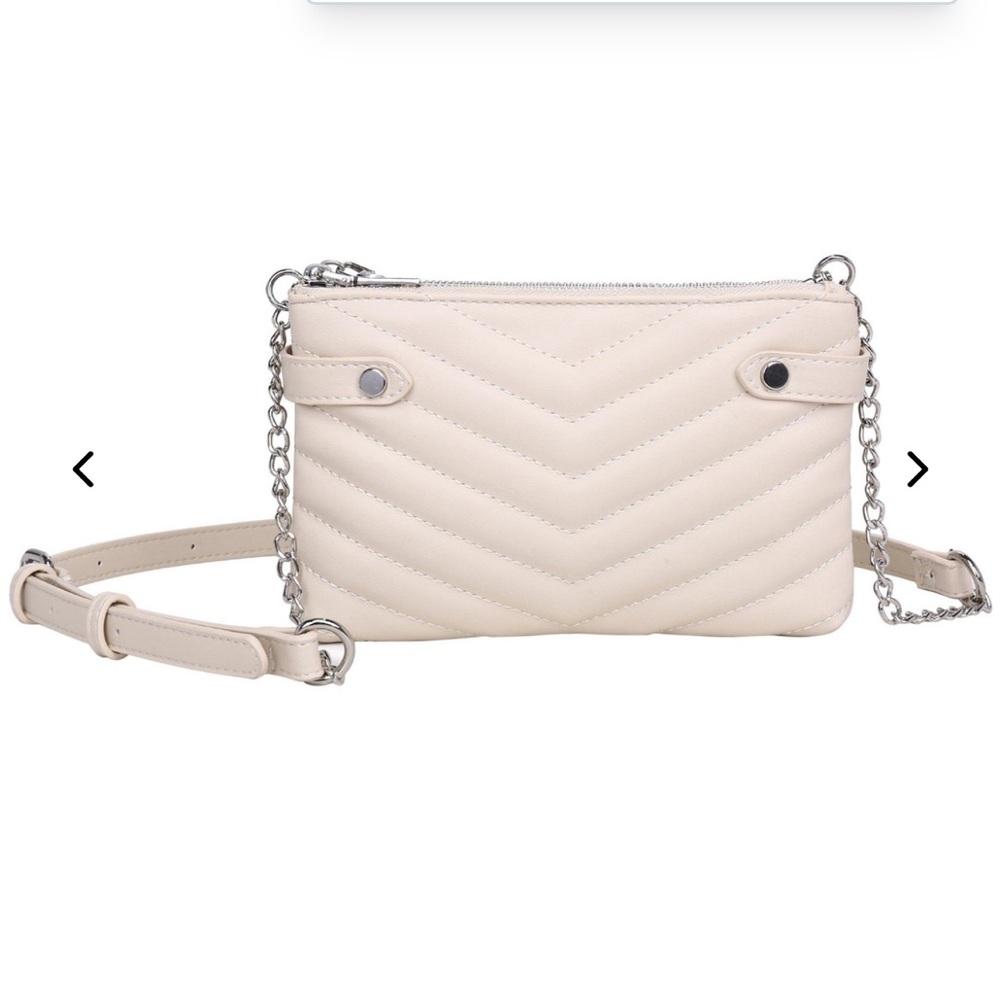 Quilted Chevron Crossbody Bag - Cream